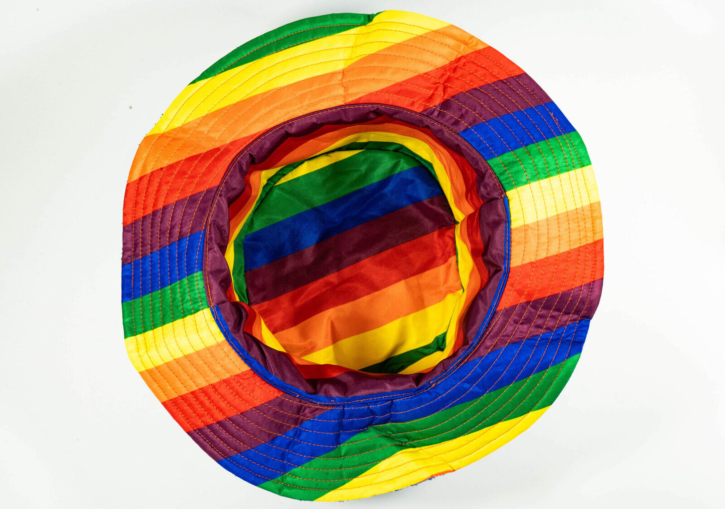 Rainbow Terry Towelling Bucket Hat Gay Lesbian Mardi Gras Party Cap LGBT - Reversible - Small (54cm)