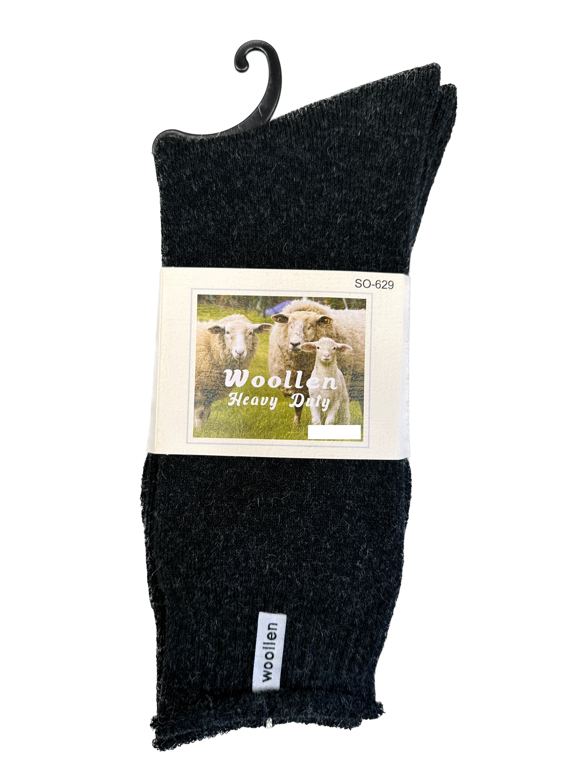 1 Pair Premium Mens Wool Heavy Duty Thick Work Socks Cushion Woolen - Black - 7-11