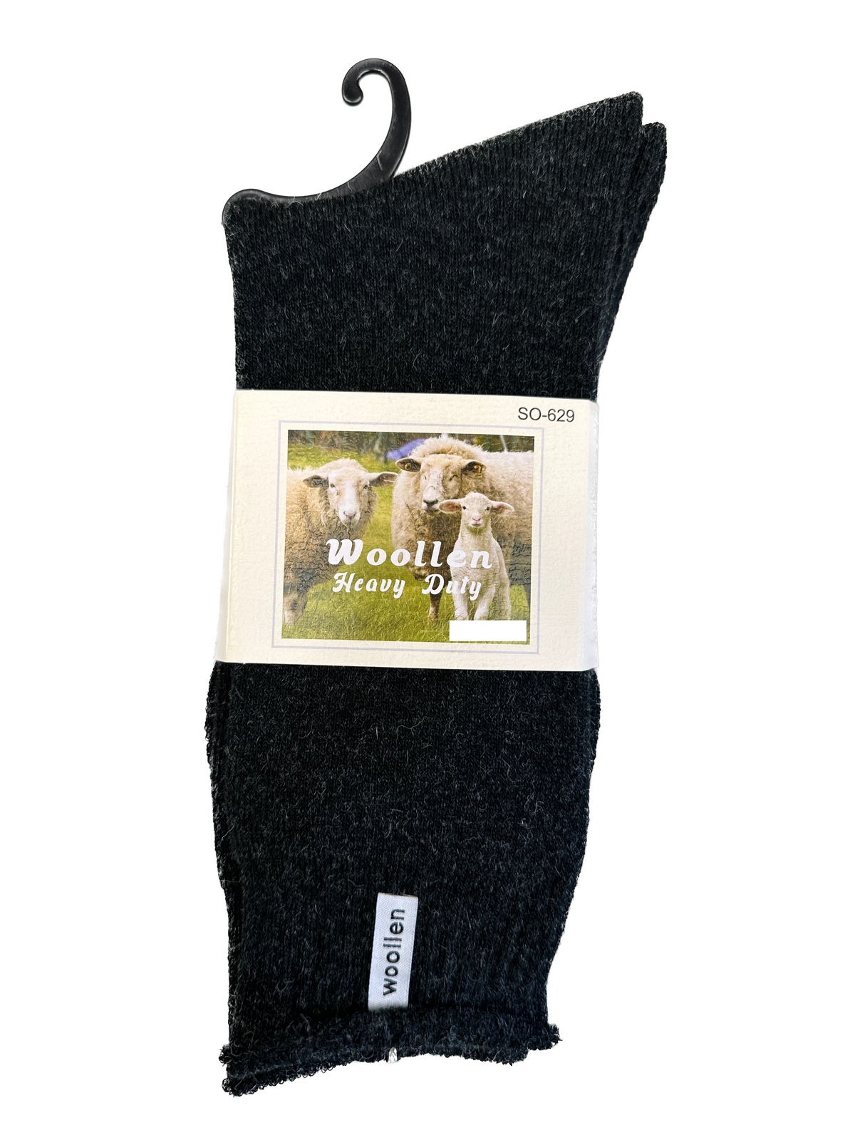 1 Pair Premium Mens Wool Heavy Duty Thick Work Socks Cushion Woolen - Black - 11-14