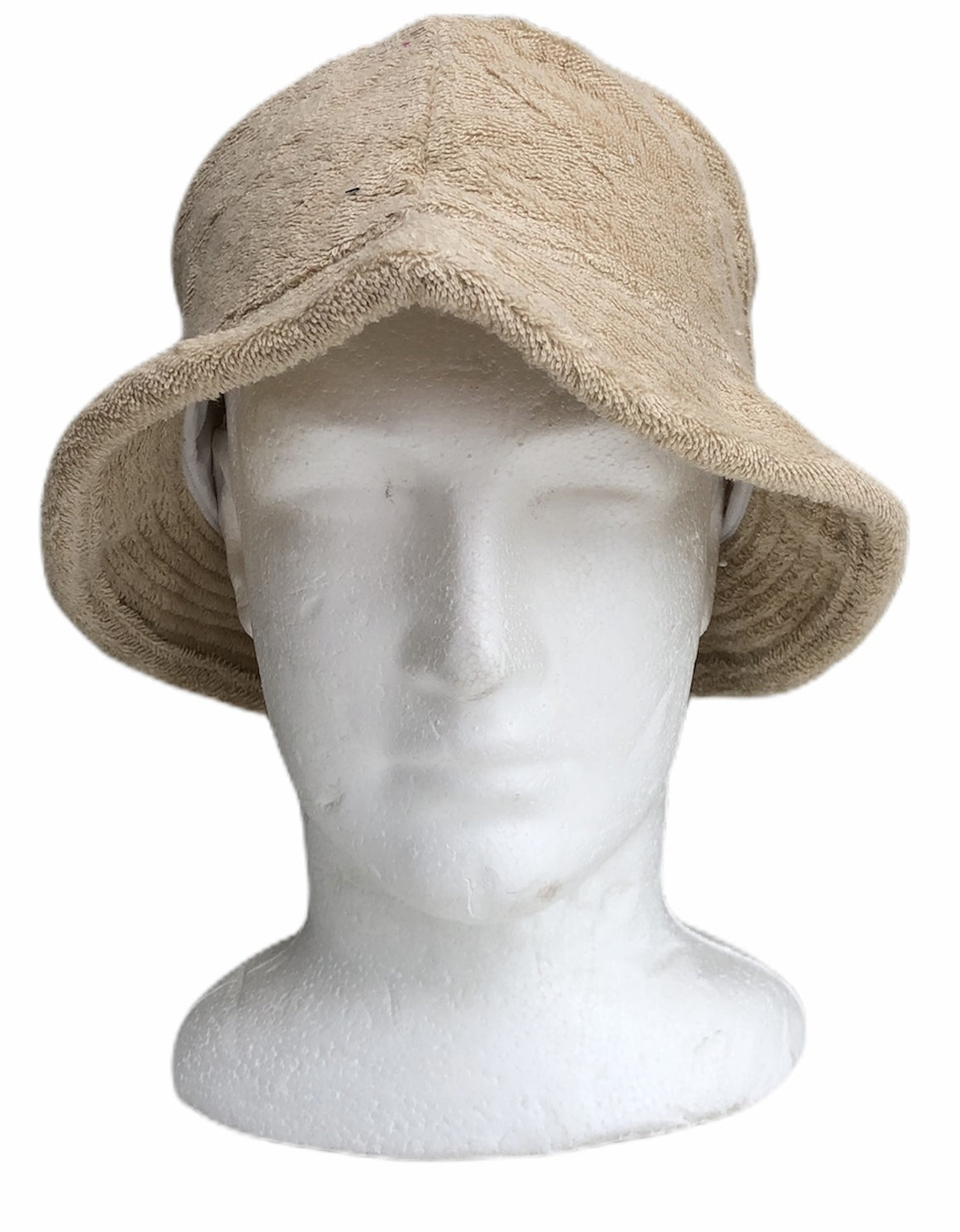 Stingy Brim Terry Towelling Bucket Hat Daggy Fishing Camping Lad Cap 100% COTTON - Beige - S/M