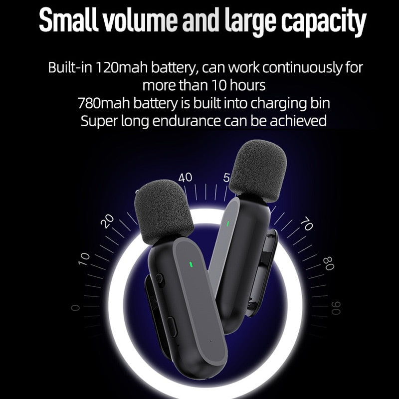 Professional Wireless Lavalier Microphone Set with Portable Charging Box Crystal Clear Audio - 2in1-Lightning