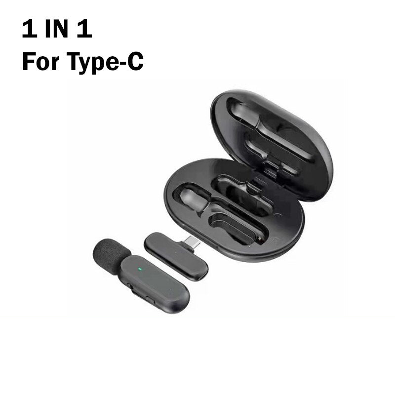 Professional Wireless Lavalier Microphone Set with Portable Charging Box Crystal Clear Audio - 2in1-Lightning