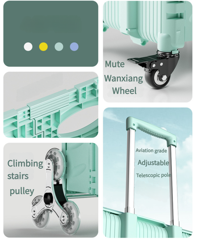 Foldable Rolling Storage Cart with Telescopic Handle - Large Capacity, Portable Utility Box 45L Green