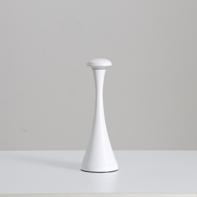 White Modern Minimalist LED Mushroom Lamp - Touch Control Rechargeable Night Light