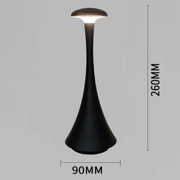 Black Modern Minimalist LED Mushroom Lamp - Touch Control Rechargeable Night Light