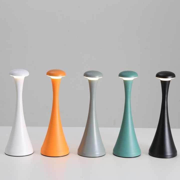 Black Modern Minimalist LED Mushroom Lamp - Touch Control Rechargeable Night Light