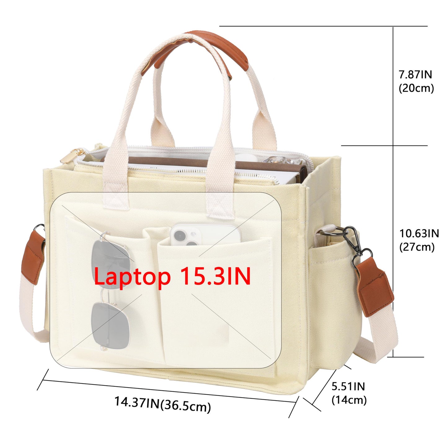 Green Stylish Canvas Briefcase Tote Bag with Large Capacity for Women