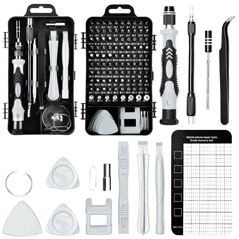 Gray 122-in-1 Precision Screwdriver Tool Kit for Electronics and DIY Repair