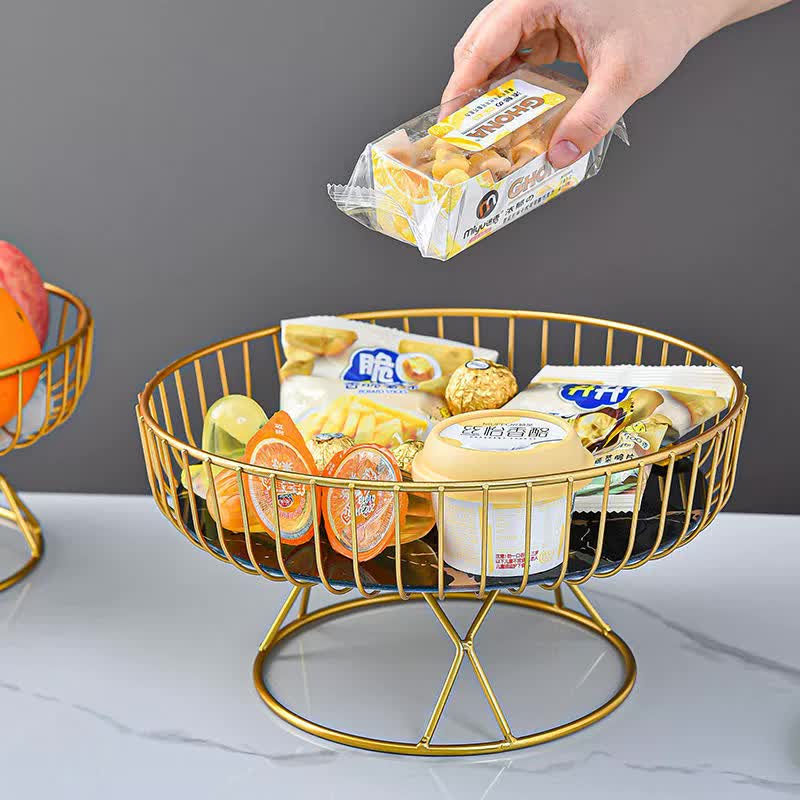 Elegant Iron Art Glass Serving Tray(White Glass) – Round Design with Gold Finish