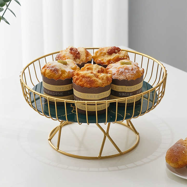 Elegant Iron Art Glass Serving Tray(White Glass) – Round Design with Gold Finish