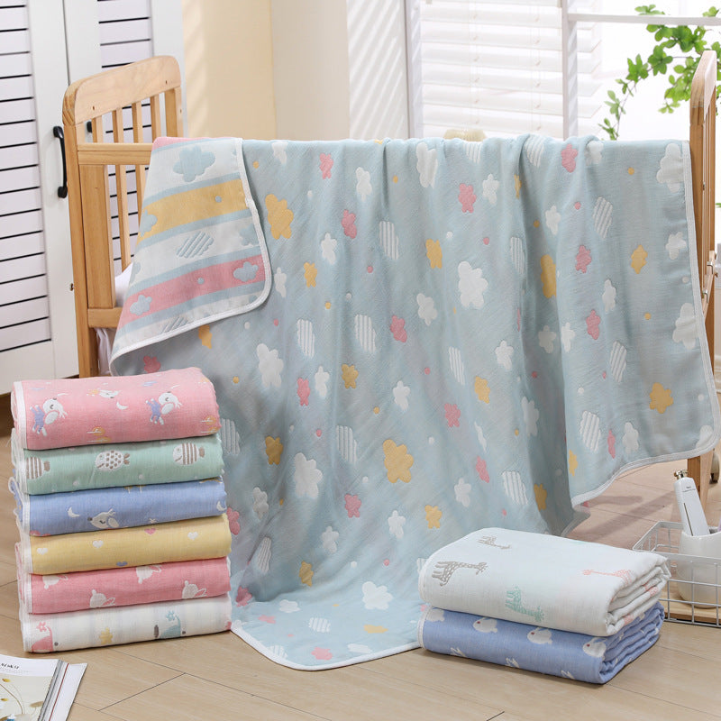 Pink Bunny, 6-Layer Muslin Baby Blanket - Soft Cotton Bedding for Infants and Toddlers, 110x110 cm,