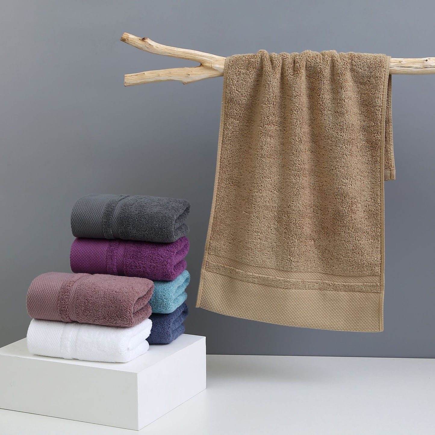 Red Brown Luxury 100% Cotton Face Towel Set - 3-Piece Thick & Absorbent Towels
