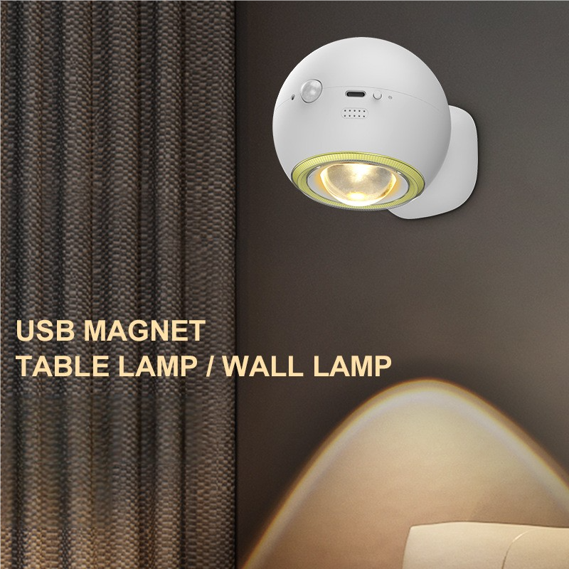2 Pcs Grey Rechargeable Magnetic USB Table Lamp & Wall Light - 3000K/4000K/6000K Adjustable Brightness with Anti-Glare Design