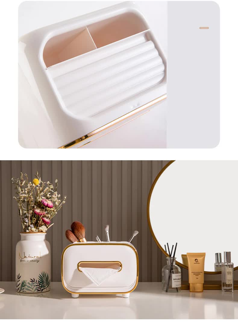 Blue PET Luxury Tissue Box – Multifunctional Desktop Paper Towel Organizer for Home and Living Room