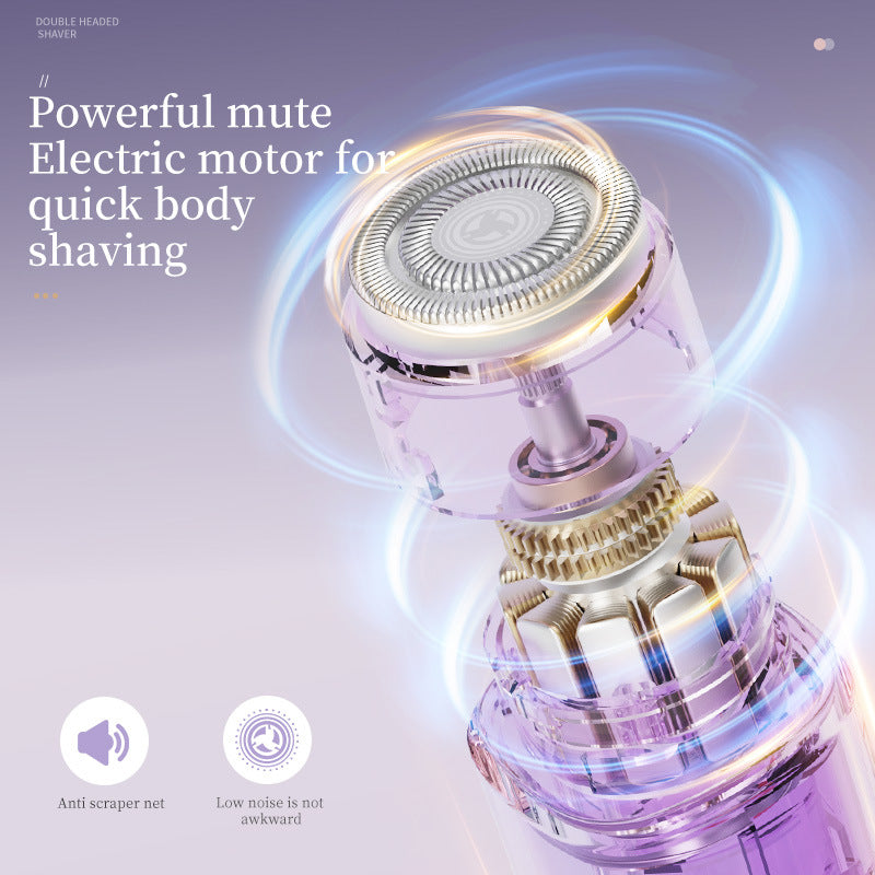 Gradient Purple Double-Headed Hair Removal Trimmer - Precision Shaving & Shortening with Type-C Charging