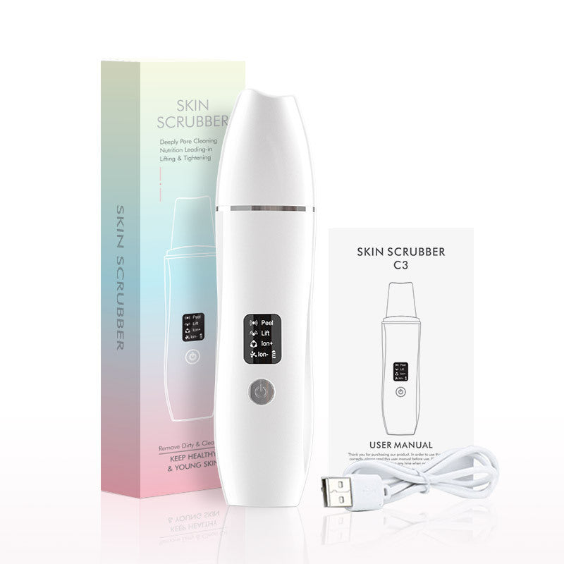 Green Ultrasonic Skin Scrubber - Deep Pore Cleansing Facial Exfoliator with USB Type-C Charging