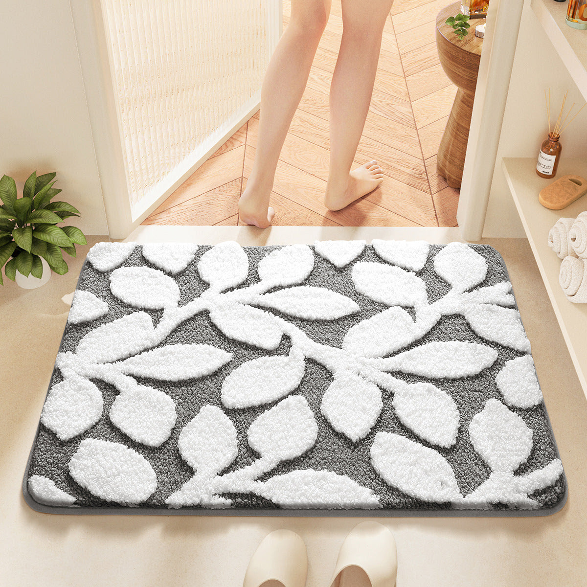 White-grey Bath Mat - Super Absorbent, Non-Slip Bathroom Floor Mat - 50x80cm