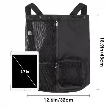 Light Grey Mesh Drawstring Swim Backpack with Wet Bag - Durable Beach Gym Bag for Wet Gear