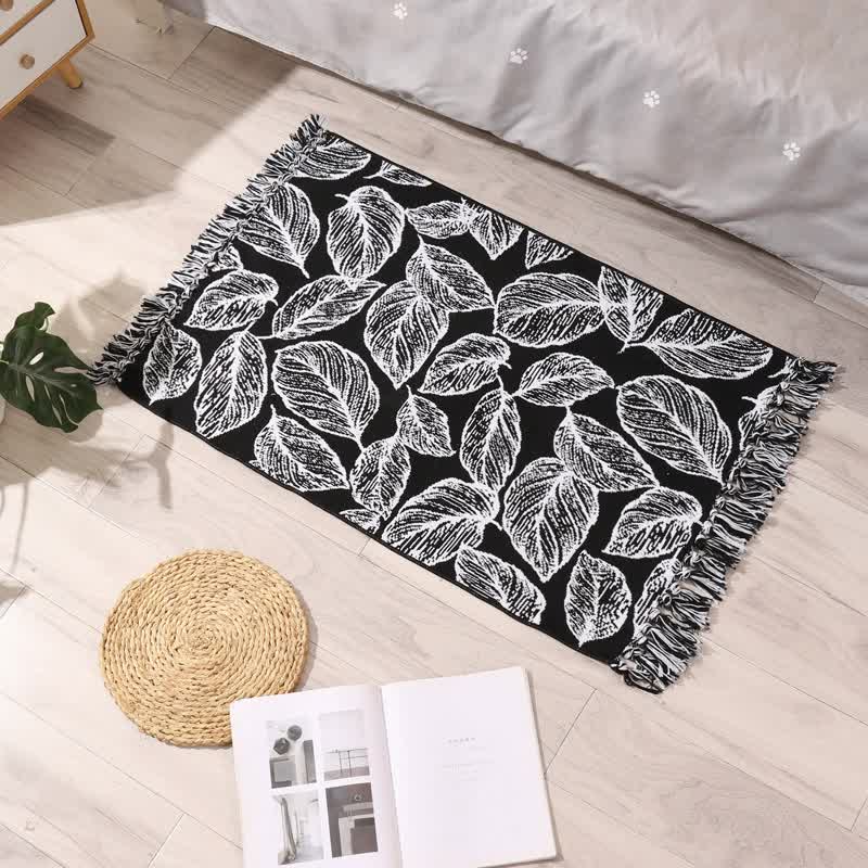 Handwoven Cotton Tassel Floor Rug for Bedroom or Living Room|Soft, Modern Geometric Design,60x90cm