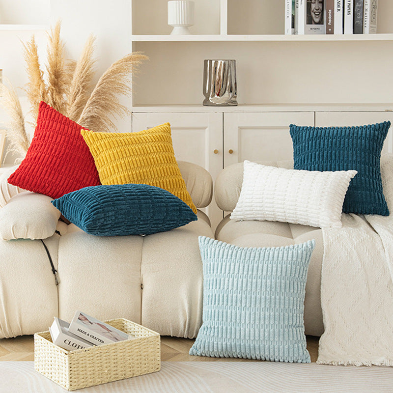 Light Light blue Set of 2 Corduroy Style Throw Pillow Covers - Machine Washable 55*55CM