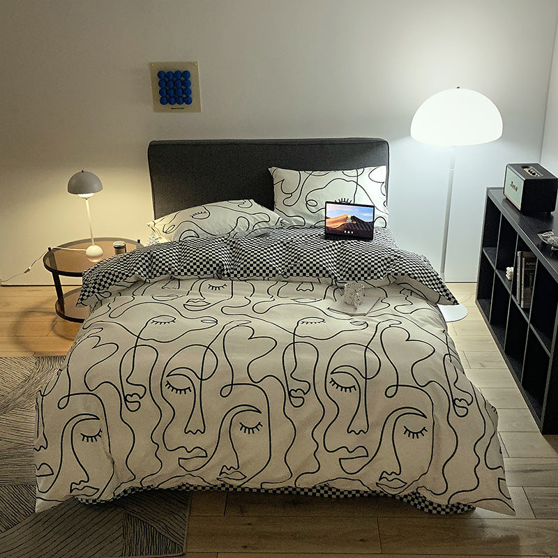 White graffiti Duvet Cover - 3 Piece Bedding Set (with Corner Ties)Quilt cover 230cm x 265cm, pillowcase 51 x 92cm