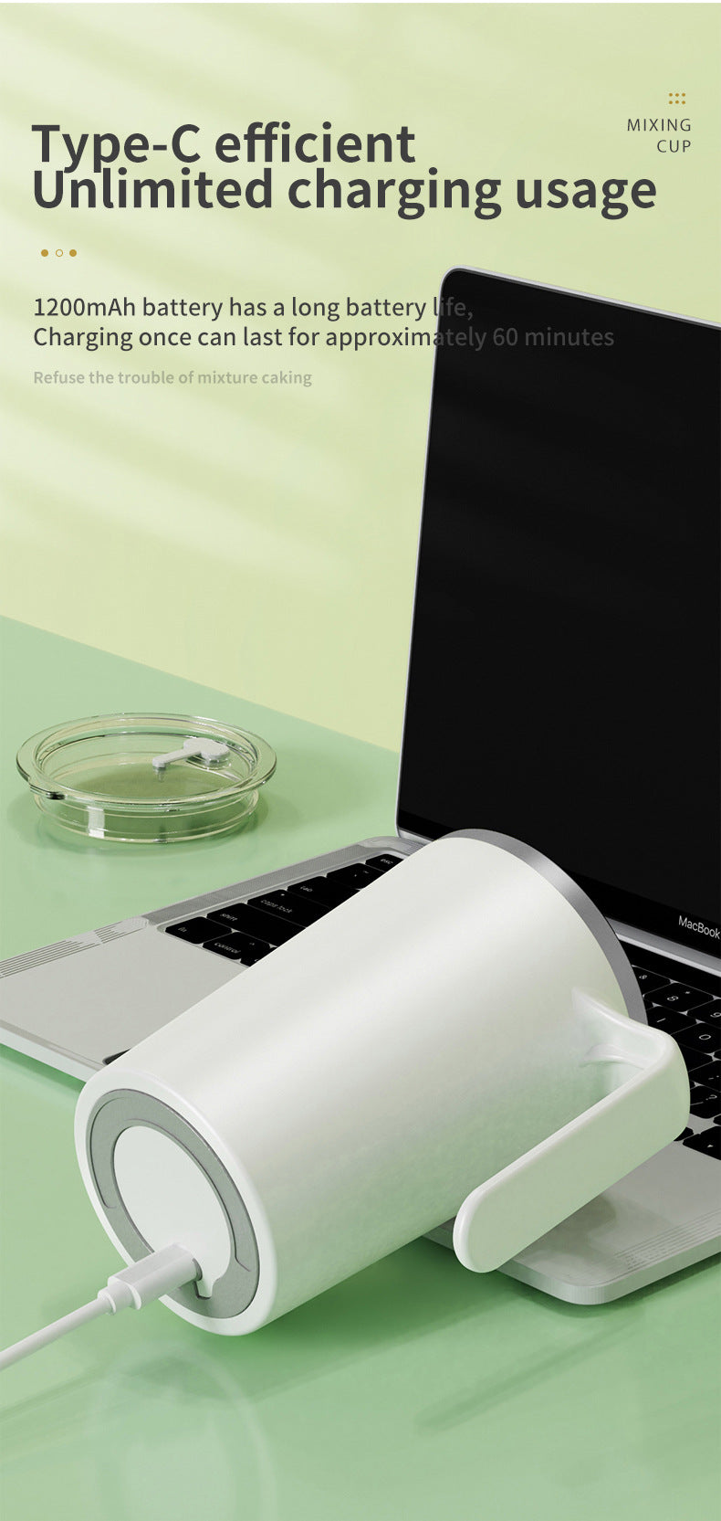 White Portable Automatic Mixing Coffee Cup - Stainless Steel Magnetic Stirrer(No handle)