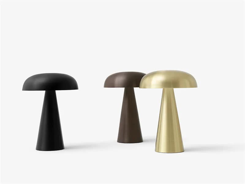 Black Metal Mushroom Table Lamp - Rechargeable Touch Control Ambient Light with Remote