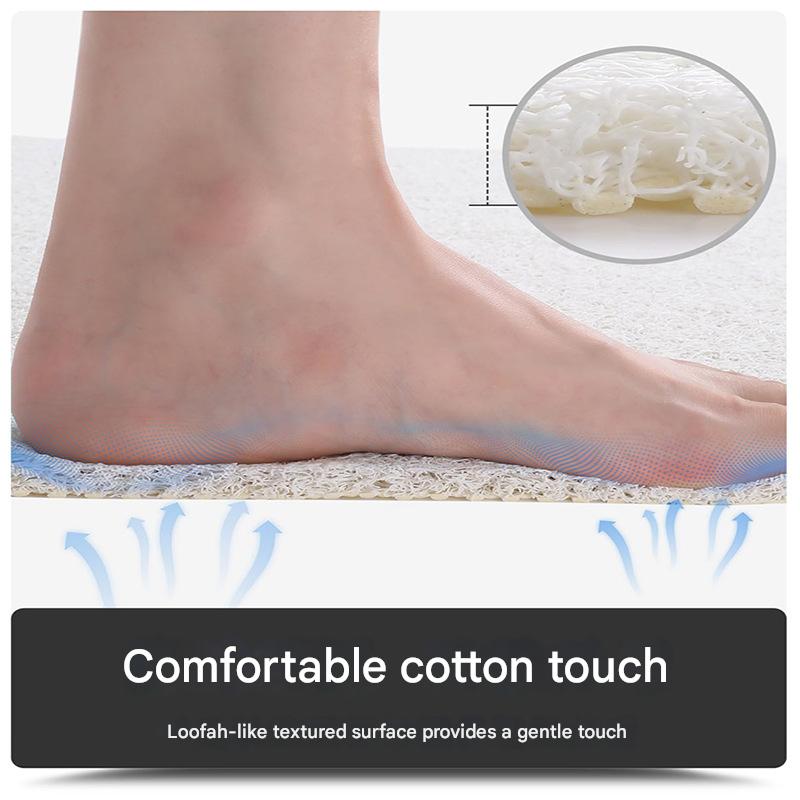 Colorful Diamond Pattern PVC Non-Slip Bath Mat 50x80cm - Shower Drain Hole Design, Soft & Quick-Dry Bathroom Rug