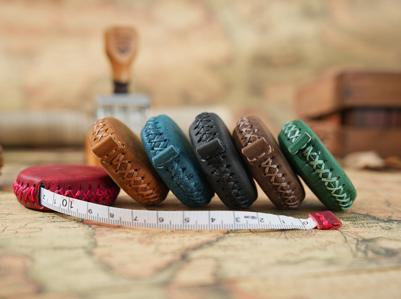 2 PCS Black Hand-Stitched Leather Tape Measure - Compact & Stylish Measuring Tool