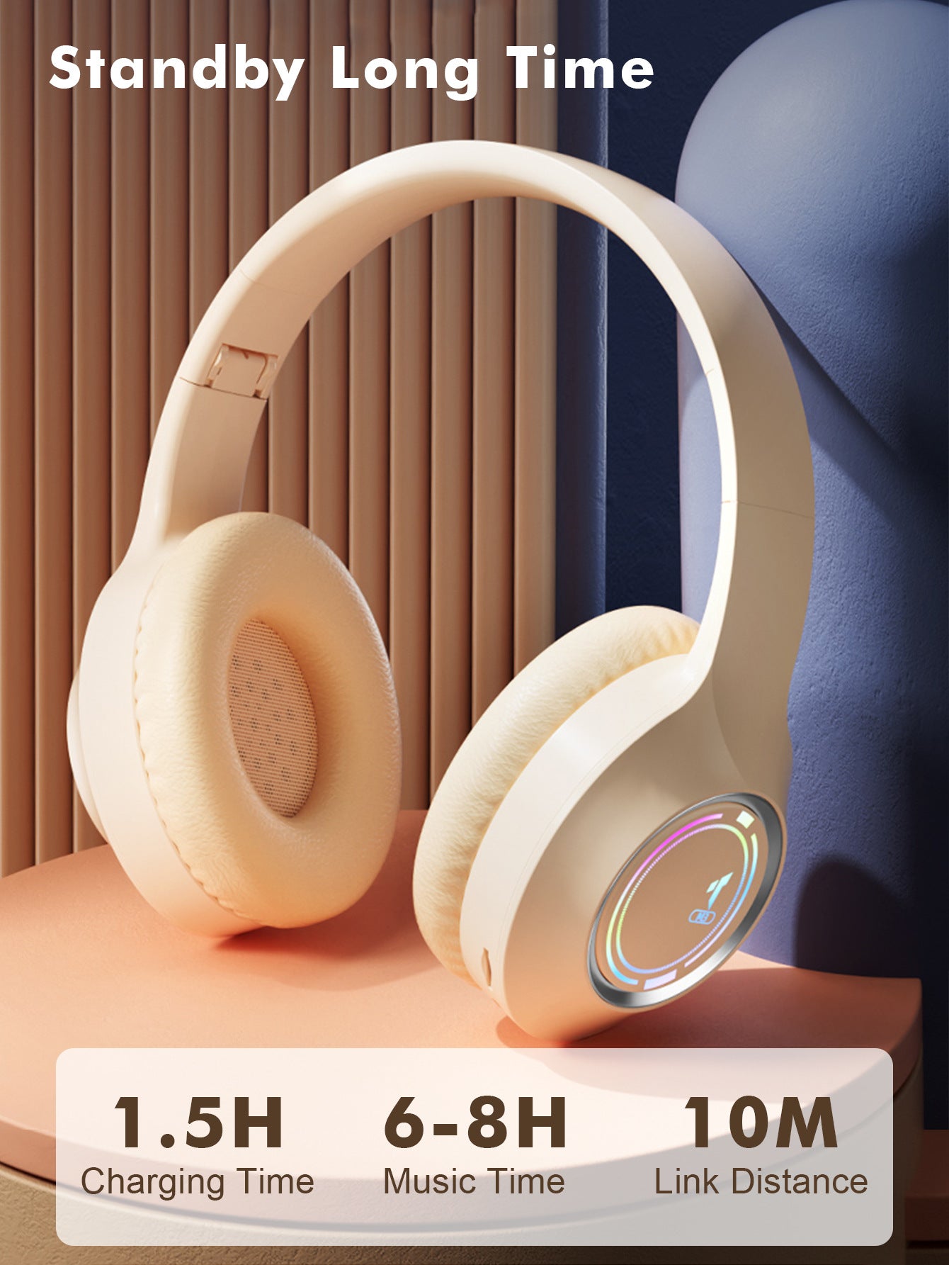 Black Bluetooth 5.2 Headphones - Foldable, Adjustable Headband, TF Card