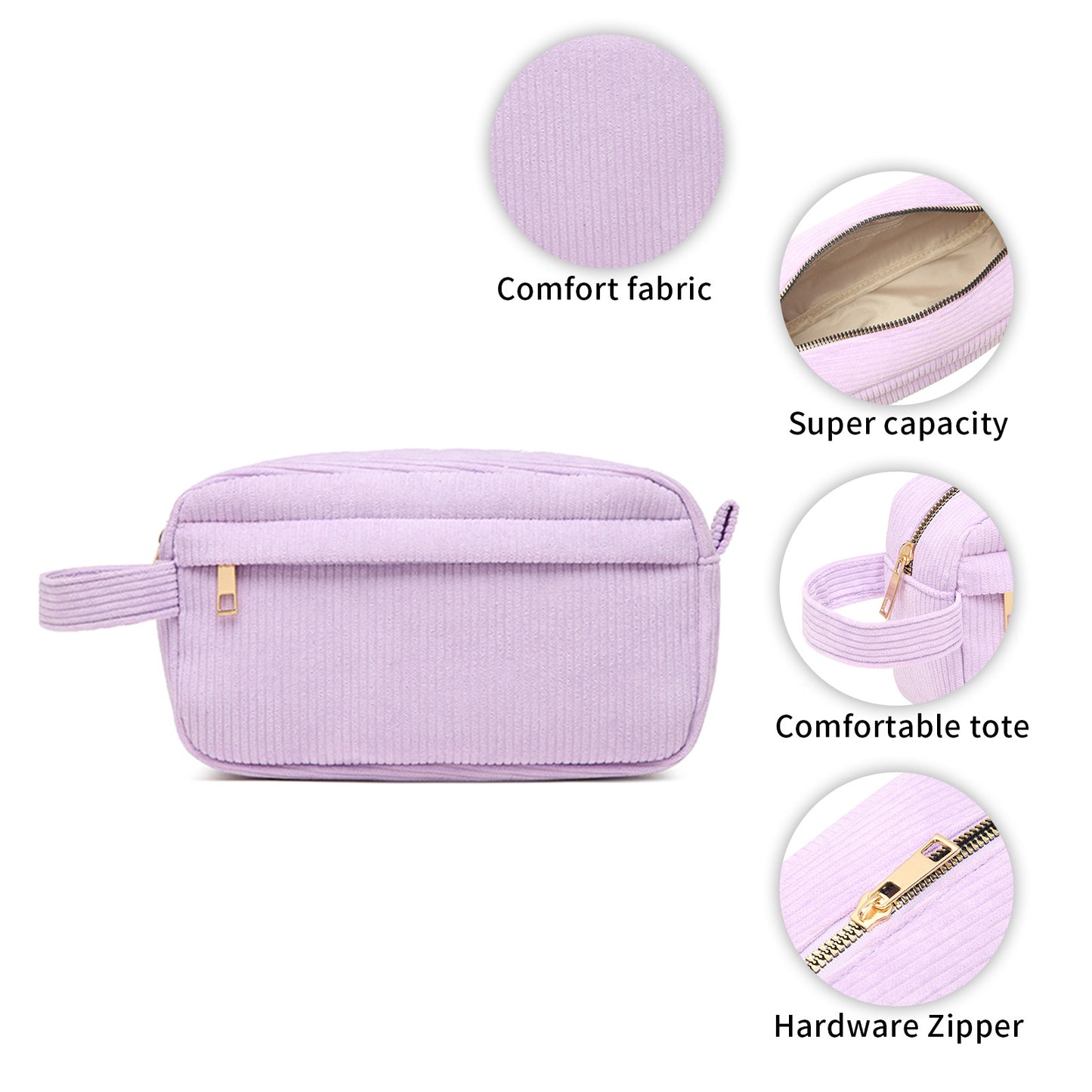 Orange 2-pcs Corduroy Pencil Case - Large Capacity Storage Bag