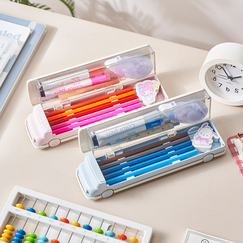 Car Shaped Pencil Cases - Set of 2, Double Layer Design