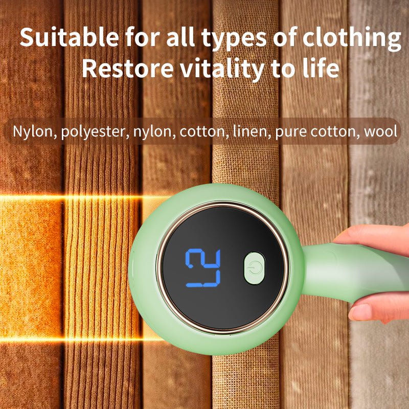 Green Electric Lint Remover - Rechargeable Fabric Shaver with LCD Display