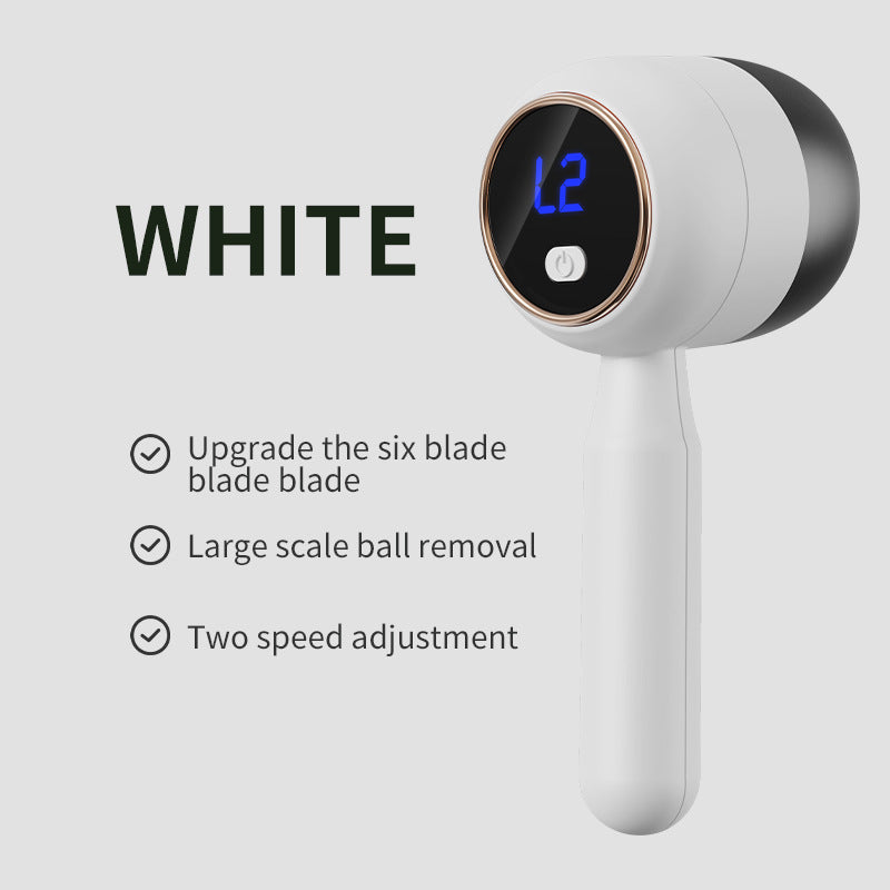 White Electric Lint Remover - Rechargeable Fabric Shaver with LCD Display