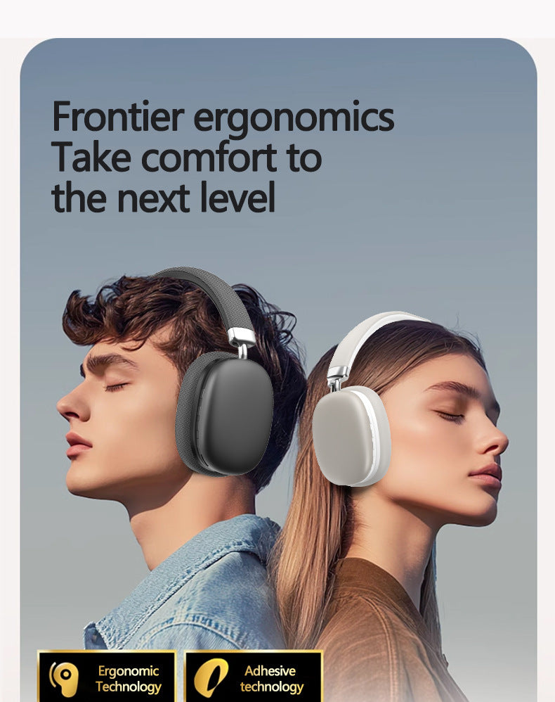 Black Wireless Bluetooth Headphones - Over-Ear, Deep Bass, Foldable, Long Battery Life