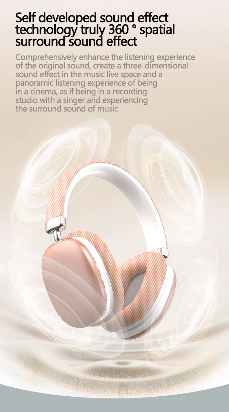 Black Wireless Bluetooth Headphones - Over-Ear, Deep Bass, Foldable, Long Battery Life