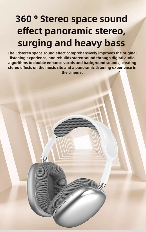 Blue Immersive 3D Audio Headphones - Wireless Over-Ear Comfort, Type-C Charging