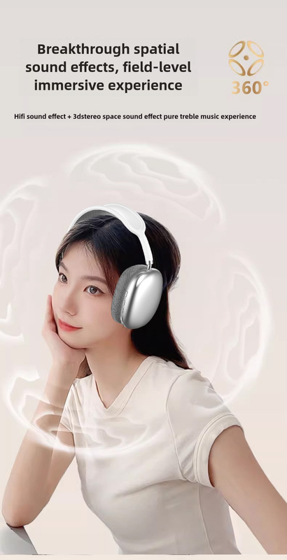 Blue Immersive 3D Audio Headphones - Wireless Over-Ear Comfort, Type-C Charging
