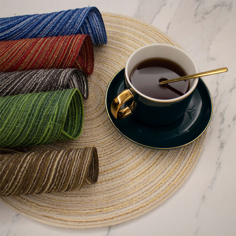 8 Pcs Dark Grey Woven Round Placemat - Non-Slip, Heat-Resistant Dining Table Mat, 36cm