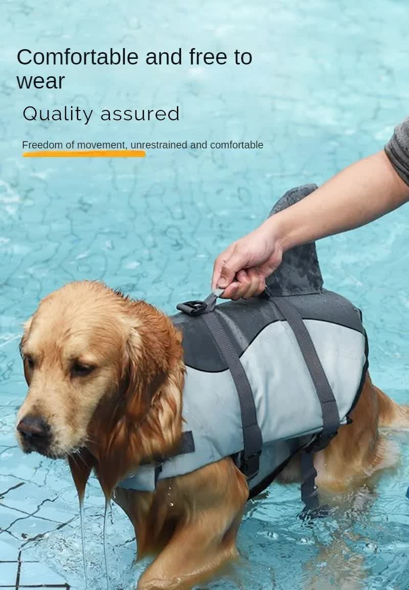 Size L Green Scales Pattern Pet Life Jacket for Dogs - Summer Swimming Safety Vest with Shark Fin for Small to Large Breeds