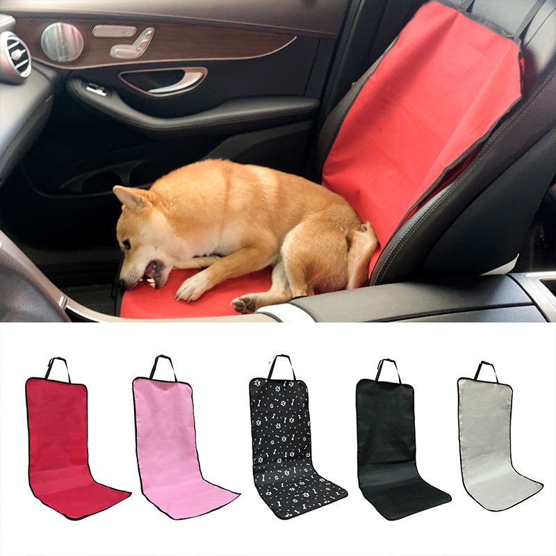 4 Pcs Black with Paw and Bone Print Waterproof Pet Car Seat Cover - Scratch-Resistant Oxford Cloth for Dogs and Cats (106 x 49 cm)