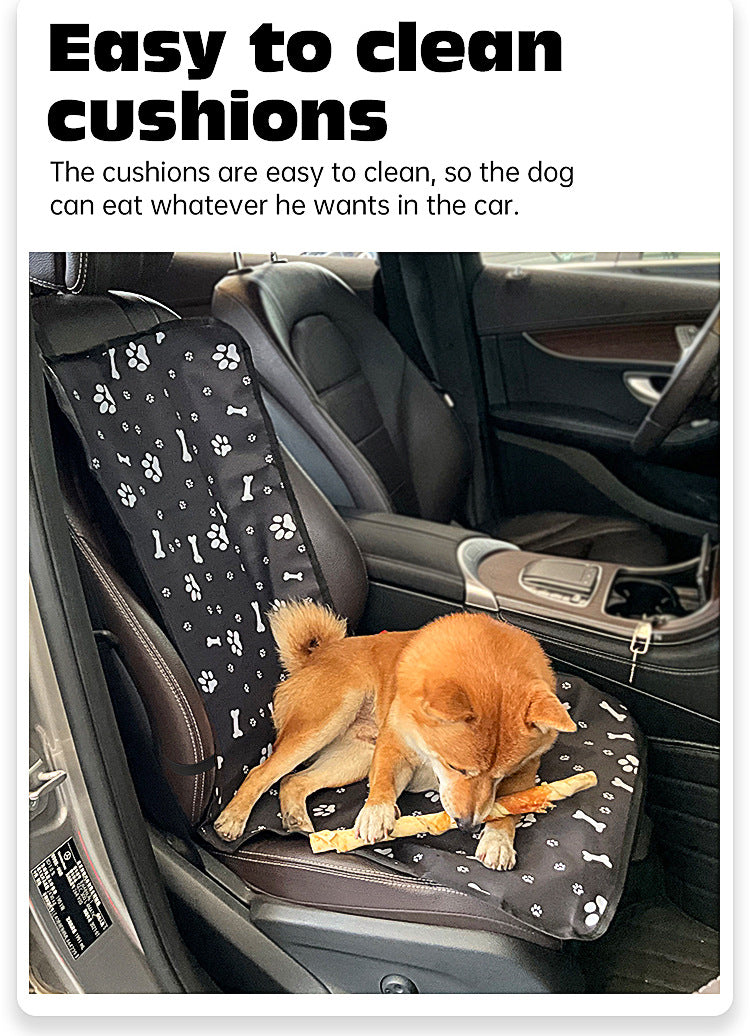 4 Pcs Black with Paw and Bone Print Waterproof Pet Car Seat Cover - Scratch-Resistant Oxford Cloth for Dogs and Cats (106 x 49 cm)