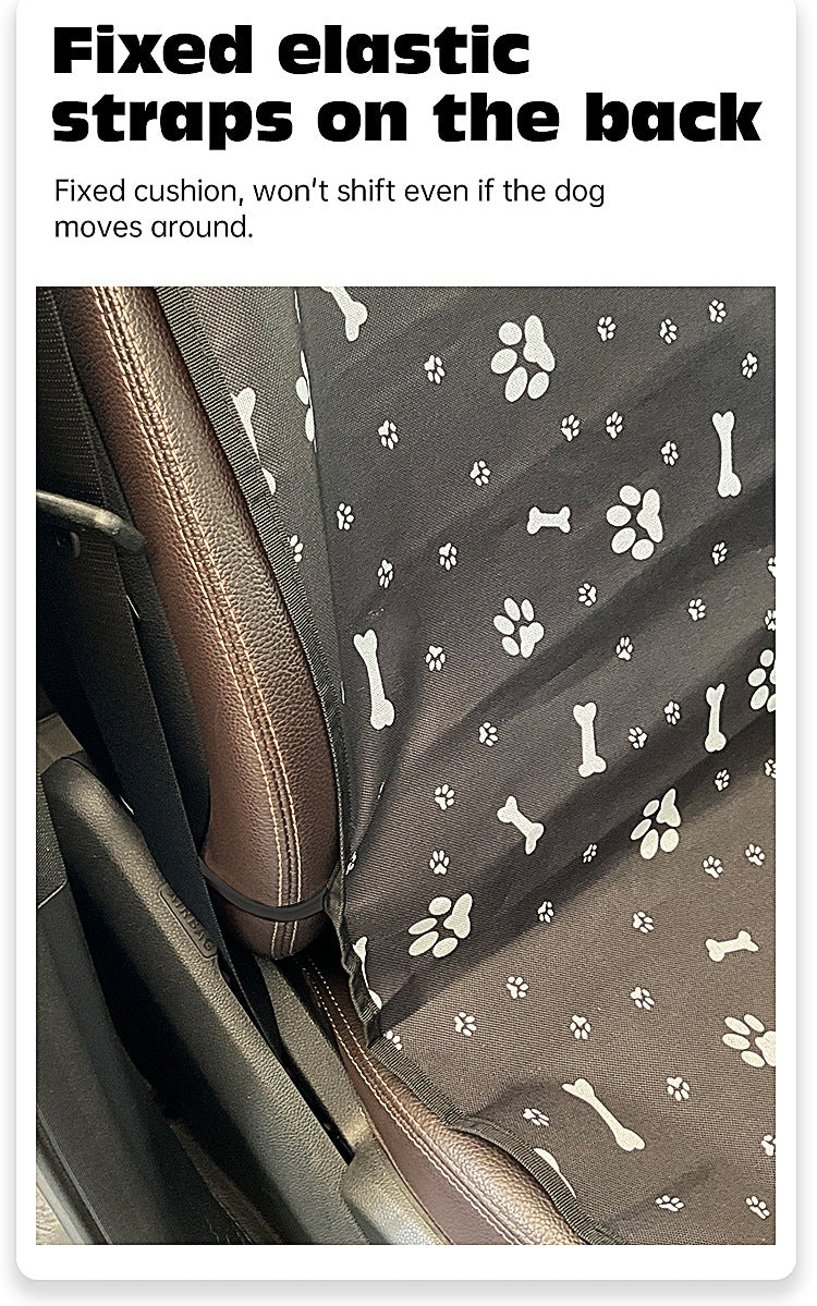 4 Pcs Black with Paw and Bone Print Waterproof Pet Car Seat Cover - Scratch-Resistant Oxford Cloth for Dogs and Cats (106 x 49 cm)