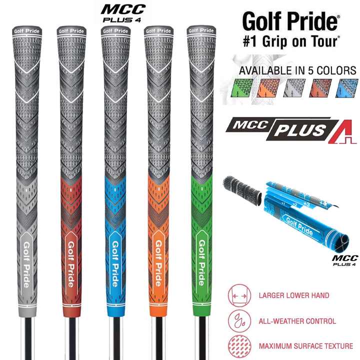 2 Pcs Orange Standard MCC PLUS4 Golf Grip - Standard Rubber and Cotton Thread Hybrid, 265 mm, 52g, Core 60
