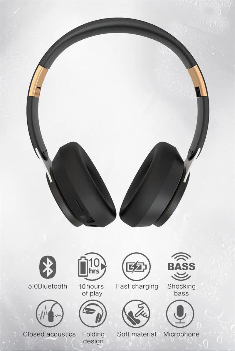 Light Green Wireless Bluetooth Headphones with Noise Reduction - Heavy Bass, Long Battery Life, TF Card Support