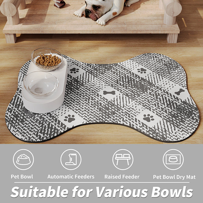 Green And White Pet Feeding Mat 35x50cm - Anti-Slip, Durable Diatom Mud Mat for Dogs and Cats, Easy to Clean