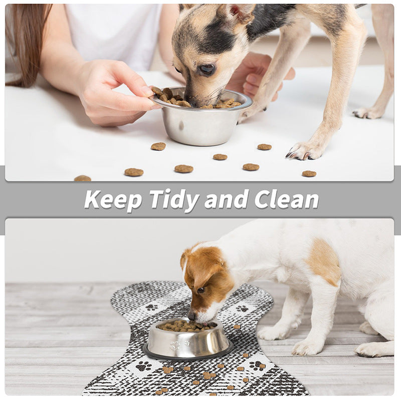 Black And White Pet Feeding Mat 45x60cm - Anti-Slip, Durable Diatom Mud Mat for Dogs and Cats, Easy to Clean
