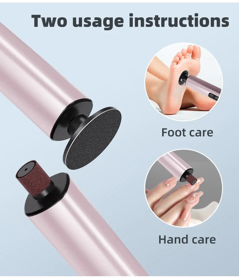 Grey Rechargeable Electric Foot File with 9 Speed Settings - Callus Remover for Smooth Feet