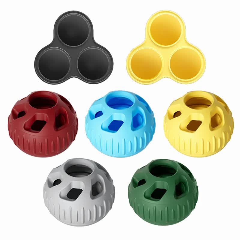 Green Ball and Yellow Mold Pet Treat Dispensing Ball and Molding Set - Silicone Dog Chew Toy for Teeth Cleaning and Boredom Relief