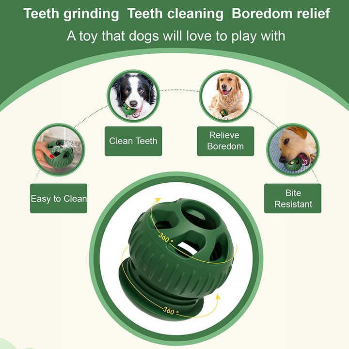 Green Ball and Yellow Mold Pet Treat Dispensing Ball and Molding Set - Silicone Dog Chew Toy for Teeth Cleaning and Boredom Relief
